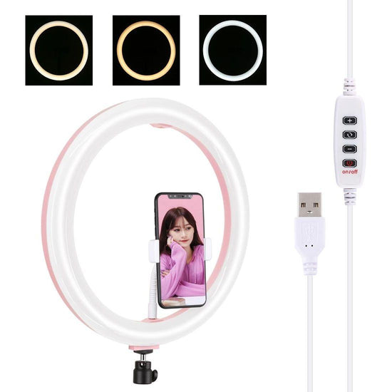 30Cm Usb Dual Colour Led Ring Light With Phone Clamp