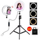 7.9 Mirror Light With Tripod & Usb 3 Modes Dual Colour Curved Ring Light For Vlogging Selfie Photography Video Phone Clamp - Black