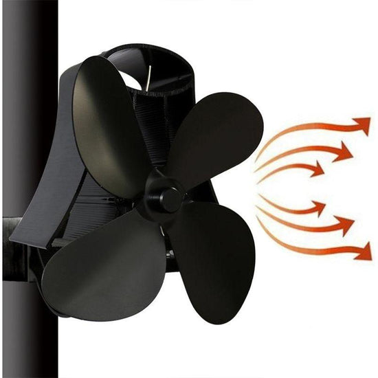 4-Blade Heat Powered Fireplace Stove Fan - Aluminum