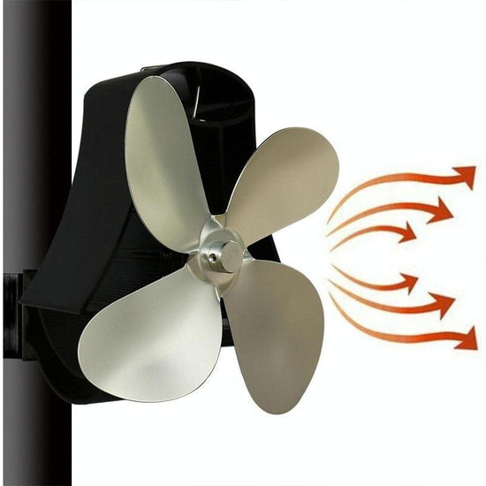 4-Blade Heat Powered Fireplace Stove Fan - Aluminum