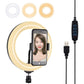20Cm Usb Dual Colour Led Ring Light With Phone Clamp - Black