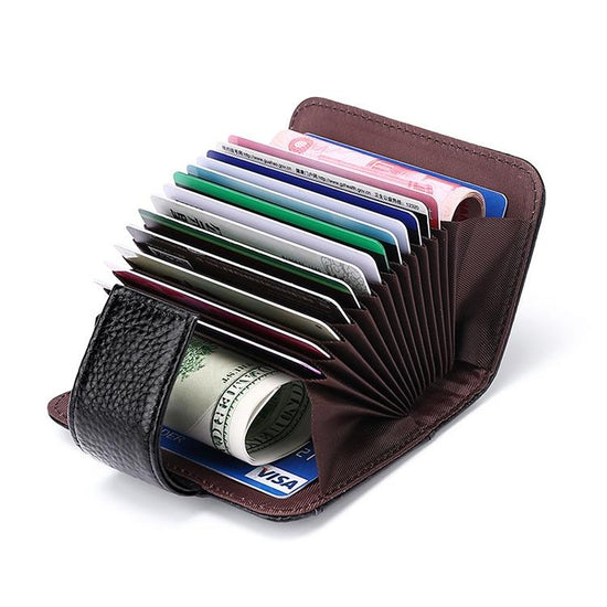 Women Cowhide Leather Rfid Wallet - Horizontal Design - Sapphire Blue