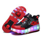Rechargeable Light Wheel Skating Shoes For Kids - Size 36 Two-Wheeled