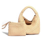 Apricot Hand Woven 2-In-1 Shoulder Bag - Apricot Colour