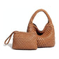 Apricot Hand Woven 2-In-1 Shoulder Bag - Apricot Colour