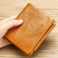 Men Rfid Leather Tri-fold Wallet - Genuine Leather - Brown