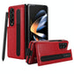 Double Buckle Foldable Phone Case with Pen Slot - Red