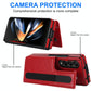 Double Buckle Foldable Phone Case with Pen Slot - Red