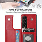 Double Buckle Foldable Phone Case with Pen Slot - Red