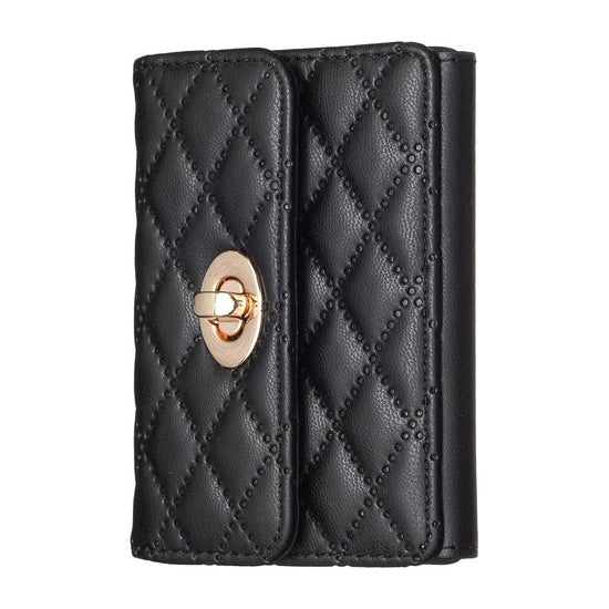 Horizontal Card Bag Mobile Phone Back Sticker With Metal Buckle - Black