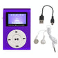Metal Mini Mp3 Player + Earphones & Cable - Purple