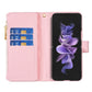 For Samsung Galaxy Z Fold4 5G Leather Zip Wallet - Diamond Lattice Design - Pink