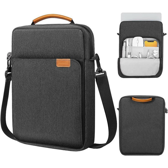 13 Inch Vertical Laptop Bag - Handheld Shoulder Crossbody - Black
