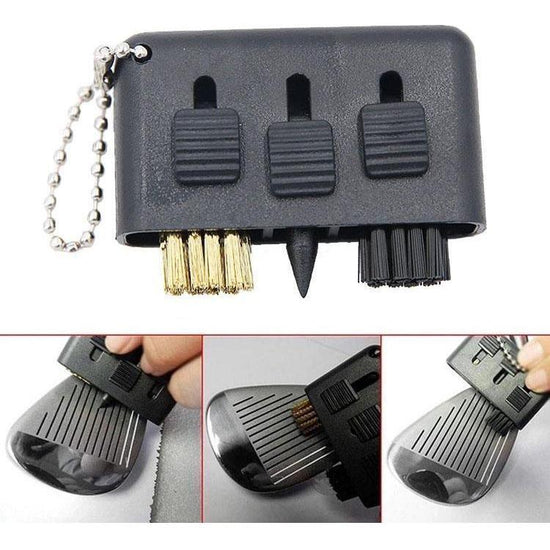 3-Piece Portable Golf Groove Cleaning Brush - Black