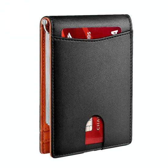 Rfid-protected Leather Wallet - Carbon Fiber Black Inside