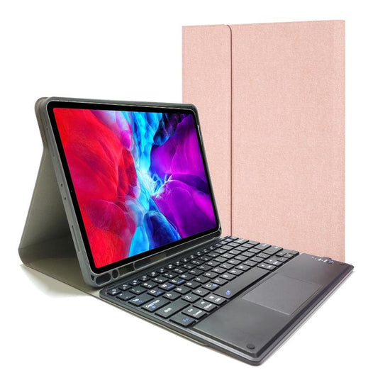 Bluetooth Keyboard Tablet Case For Ipad Pro 11 - Detachable Touch Leather Holder Pen Slot - Rose Gold