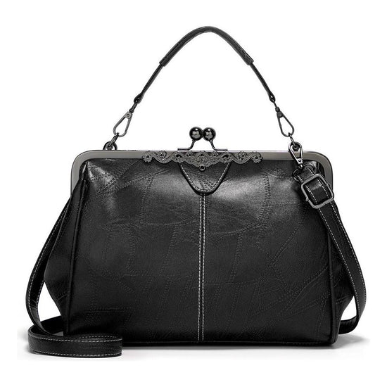 Adjustable Leather Crossbody Bag With Vintage Buckle