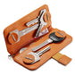 Leather Key Case With Pull Out Coin Purse Compact Key Storage For Men And Women - Orange