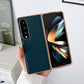 For Samsung Galaxy Z Fold4 5G Xiaoya Series Genuine Leather Plating Case - Blue