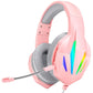 Wire-Controlled Gaming Headset With Mic Pink