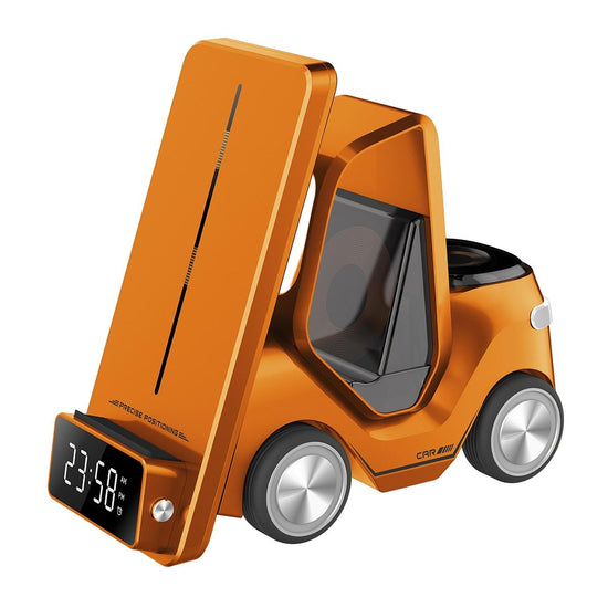 5 In 1 Car Desktop Alarm Clock With Wireless Charging - Yellow