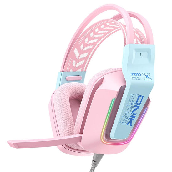 Rgb Gaming Headset With Microphone 2.2M Length - Pink
