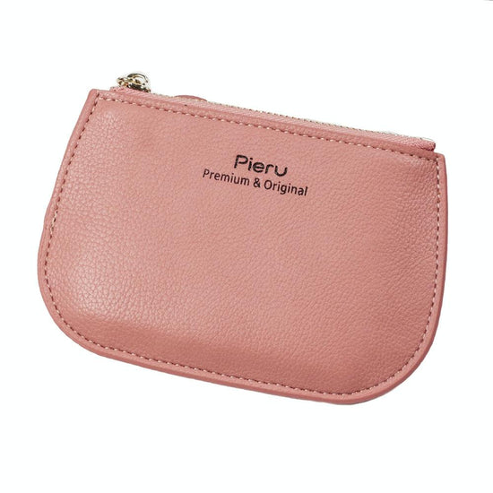 Ultra Thin Zippered Mini Wallet For Women Compact Coin Purse - Pink