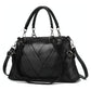 Soft Leather Geometric Handbag - Colourblock - Black