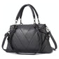 Soft Leather Geometric Handbag - Colourblock - Black