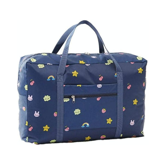 Waterproof Foldable Travel Bag - Compact & Durable - Navy Blue Rainbow