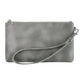 Retro Leather Clutch Bag With Zipper - 6 Inch - Grey