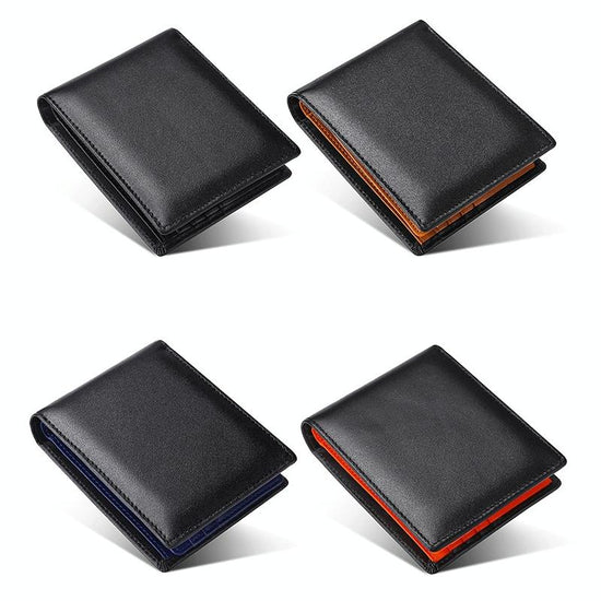 Leather Rfid Blocking Tri-fold Wallet - Orange