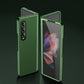 For Samsung Galaxy Z Fold4 5G Leather Folding Phone Case - Electroplated Finish - Army Green