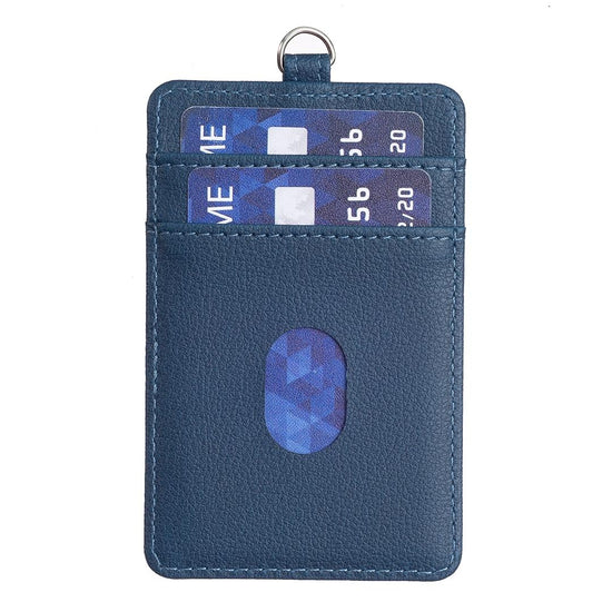 Vertical Id Card Bag & Lanyard - Blue