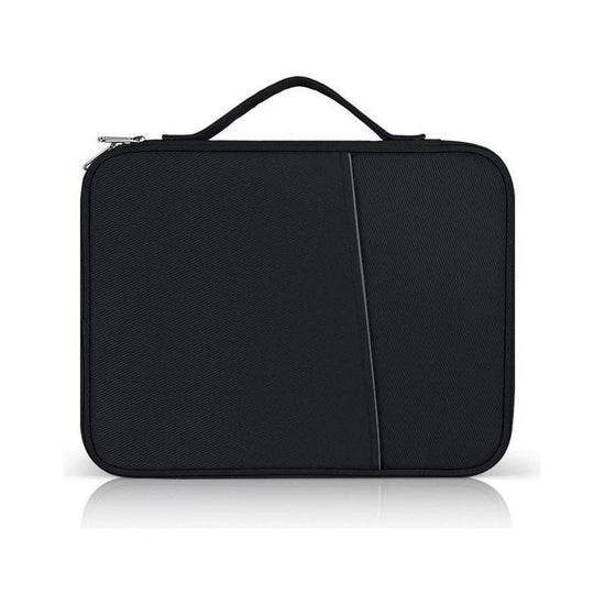 Leather Portable Bag With Cloth Texture - Black