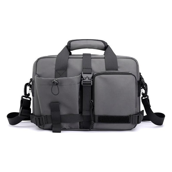 Large Capacity Men Shoulder Messenger Bag Fits Laptops Multi Functional - Grey