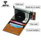 Anti Magnetic Rfid Leather Metal Wallet Universal Fit Black - Coffee