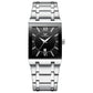 Waterproof Square Men Watch with Calendar - 50m - Black Belt Rose Shell Black Surface