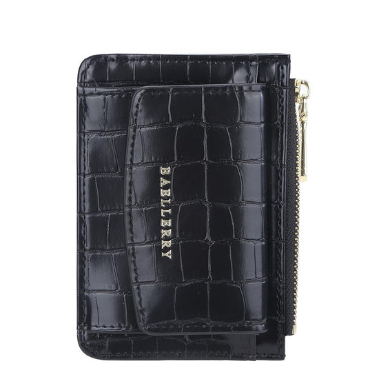 Multifunctional Crocodile Card Holder With Zipper Small Coin Purse - Green