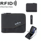 Retro Rfid Blocking Zip Wallet with Short Coin Pocket - Light Brown