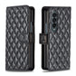 For Samsung Galaxy Z Fold4 5G Diamond Lattice Flip Wallet Case - Pink