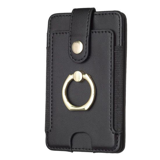 Metal Ring Card Bag Sticker For Mobile Phones - Black