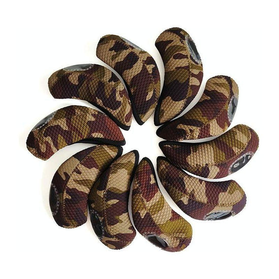 10-Piece Neoprene Golf Club Headgear Set - Waterproof & Wear-Resistant - Camouflage