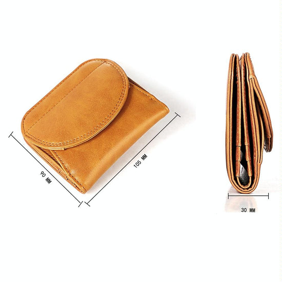 Women Leather Rfid Blocking Coin Purse - Compact Design - Black