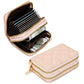 Double Layer Zipper Wallet Multi Card Slot Large Capacity Rhombus Design - Green