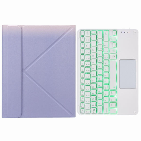 Bluetooth Keyboard Leather Case For Ipad 10.2 / Pro 10.5 - Touch Backlight Three-Fold Holder - Purple