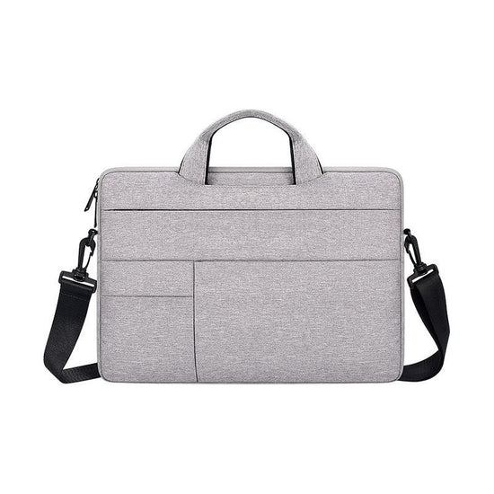 14.1-15.4 Inch Portable Laptop Shoulder Bag In Oxford Cloth & Nylon - Hemp Gray