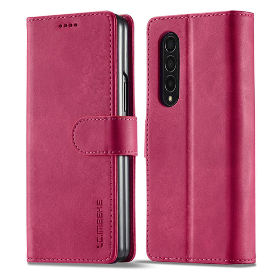 For Samsung Galaxy Z Fold4 5G Calf Leather Phone Case - Red