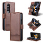 For Samsung Galaxy Z Fold4 5G Leather Magnetic Phone Case - Calf Texture - Dark Brown