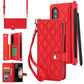 For Samsung Galaxy z Fold4 5G Multifunctional Rhombic Leather Crossbody Phone Case - Red
